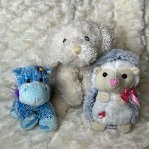 Plush Trio Bundle - Hippo, Hedgehog & Dog